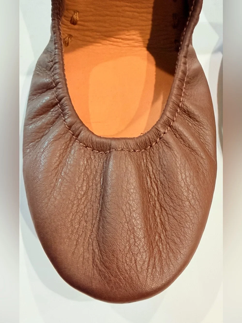 Tieks Kids Brown Leather Ballet Flats with Teal Pull Tab